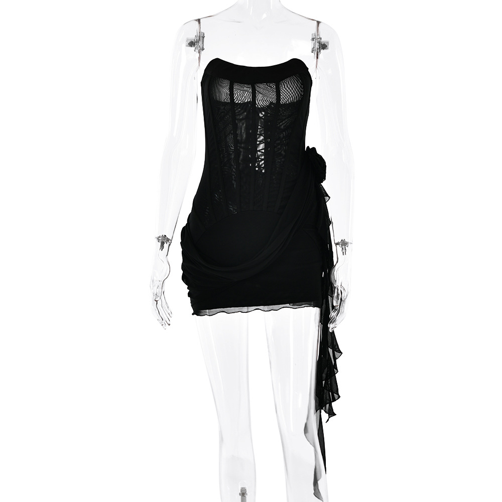 Designsoo Strapless Sheer Sleeveless Mini Dress - Sexy and Stylish