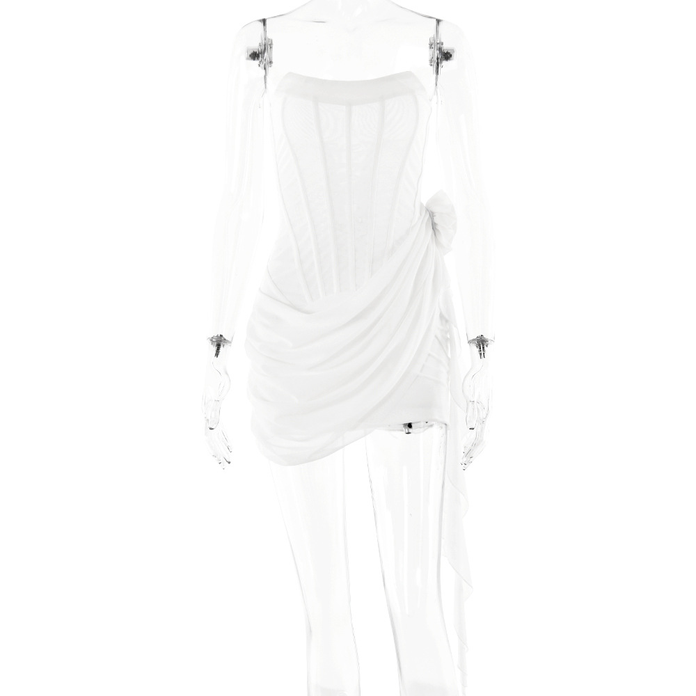 Designsoo Strapless Sheer Sleeveless Mini Dress - Sexy and Stylish