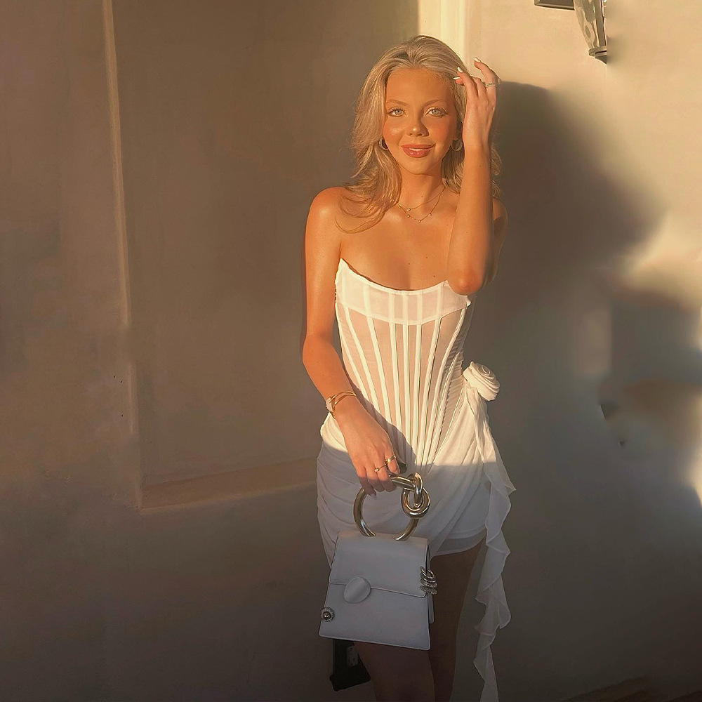 Designsoo Strapless Sheer Sleeveless Mini Dress - Sexy and Stylish