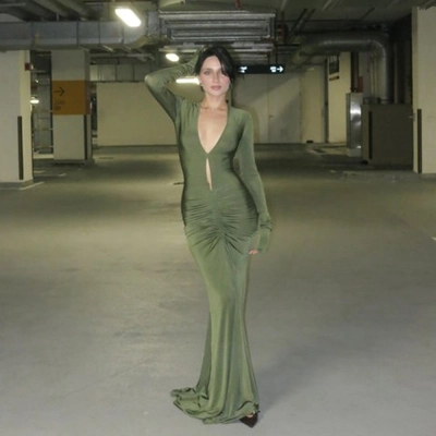 Designsoo Elegant Sexy Ruched Cutout Bodycon Dress 01