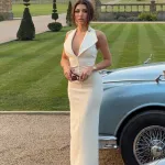 Designsoo Fashionable Halter Collar Bodycon Midi Dress with Open Back