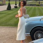 Designsoo Fashionable Halter Collar Bodycon Midi Dress with Open Back
