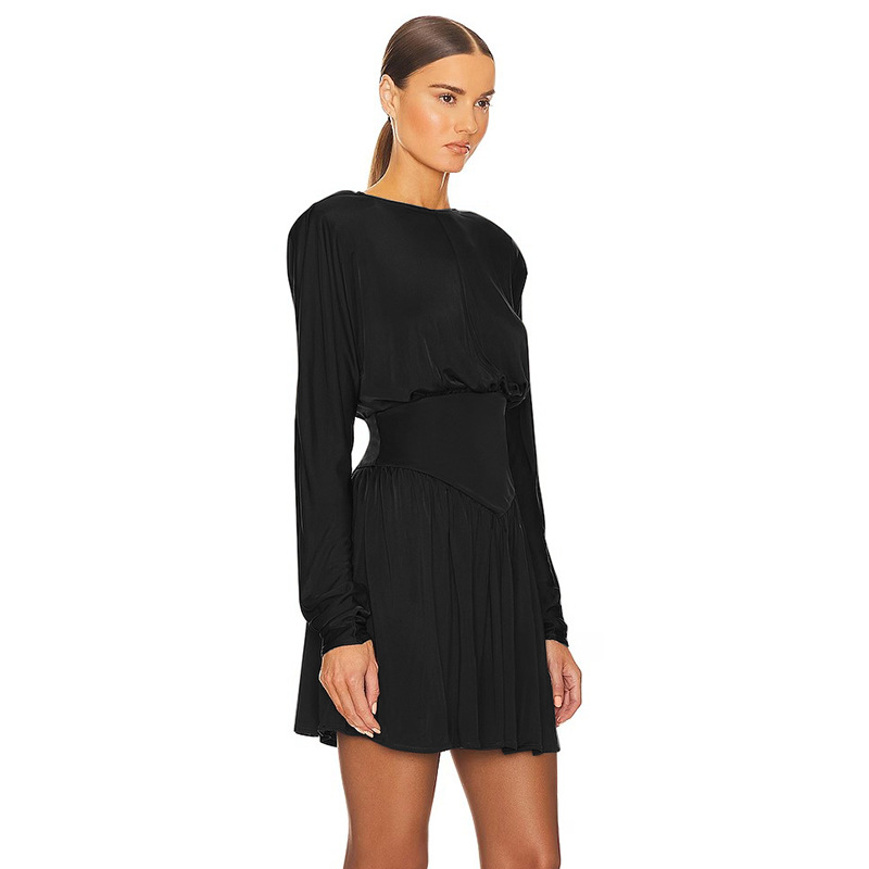 Designsoo Round Neck Lantern Sleeve Dress