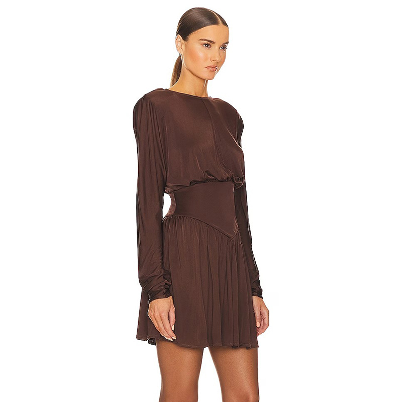 Designsoo Round Neck Lantern Sleeve Dress