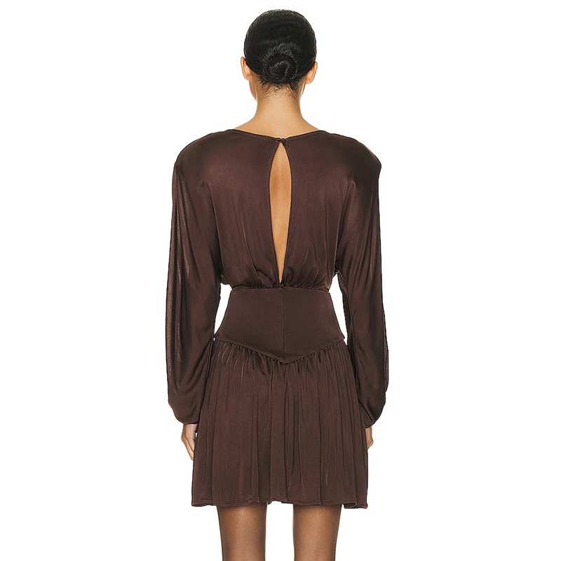 Designsoo Round Neck Lantern Sleeve Dress