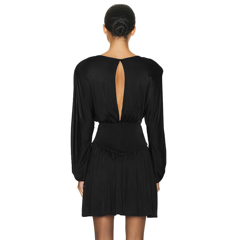 Designsoo Round Neck Lantern Sleeve Dress