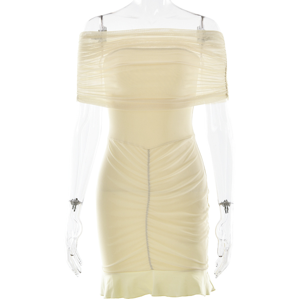 Designsoo Sexy Fit-and-Flare Off-the-Shoulder Ruffle Pencil Dress, Showcasing Your Alluring Curves