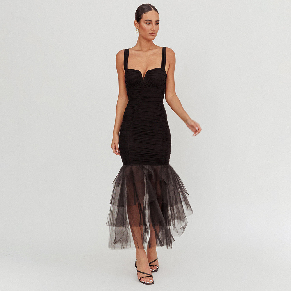 Designsoo Sexy Patchwork Strap Long Dress