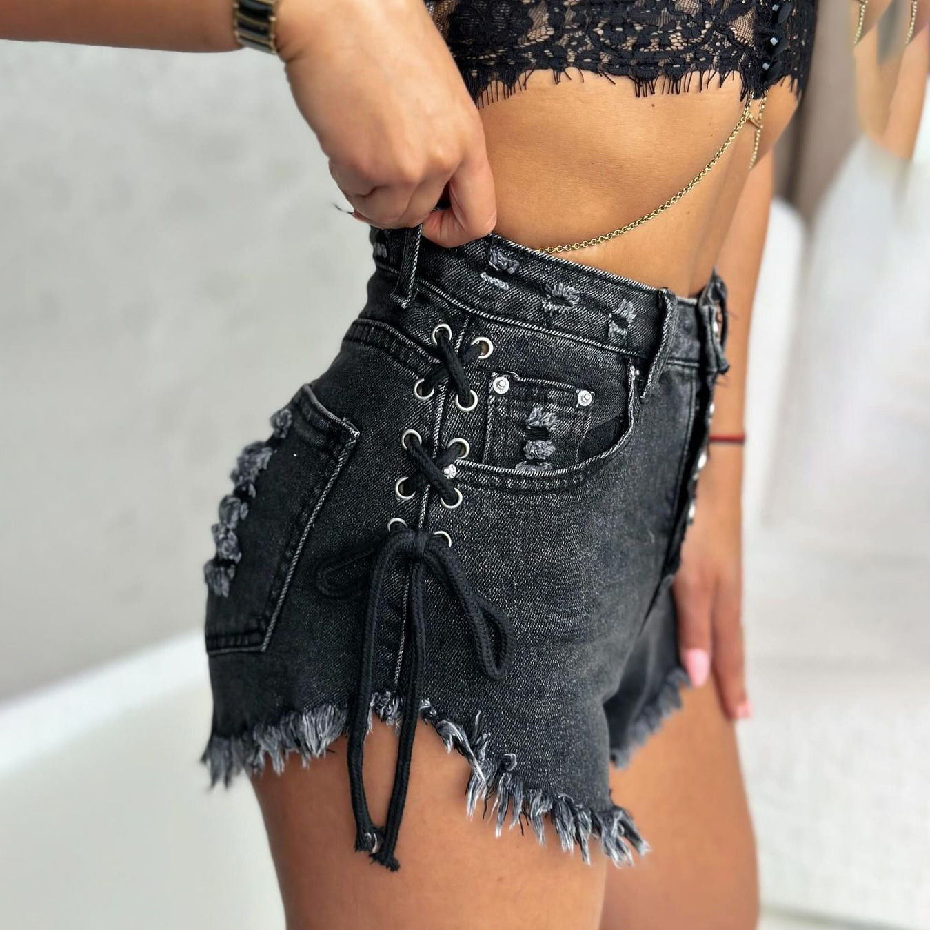 Designsoo Slimming Body-Shaping Distressed Denim Shorts for Sexy Ladies