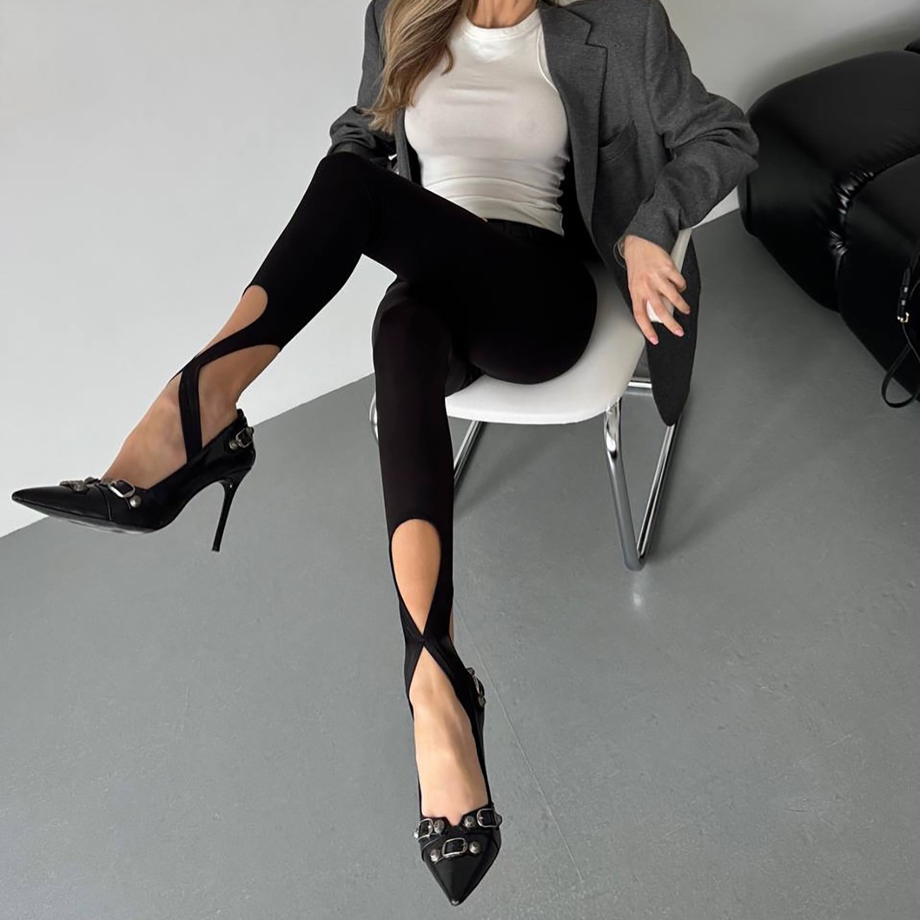 Spring/Summer Lightweight Crossed-Foot Elastic Tights with Tummy Control