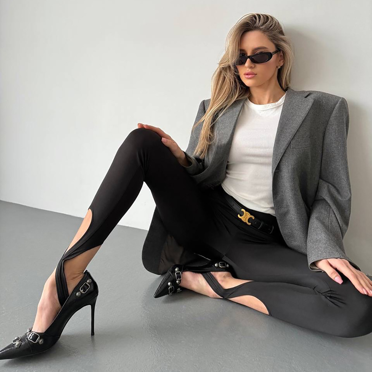 Spring/Summer Lightweight Crossed-Foot Elastic Tights with Tummy Control