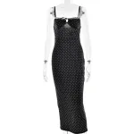 Designsoo Stylish and Sexy Polka Dot Bodycon Midi Dress