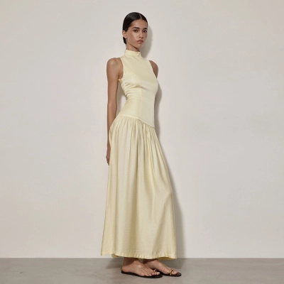 Designsoo Trendy Sexy Sleeveless Backless Bodycon Satin Maxi Dress 02