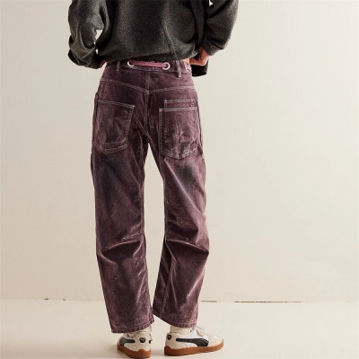 Designsoo Casual Versatile Straight-Leg Velvet Pants 02