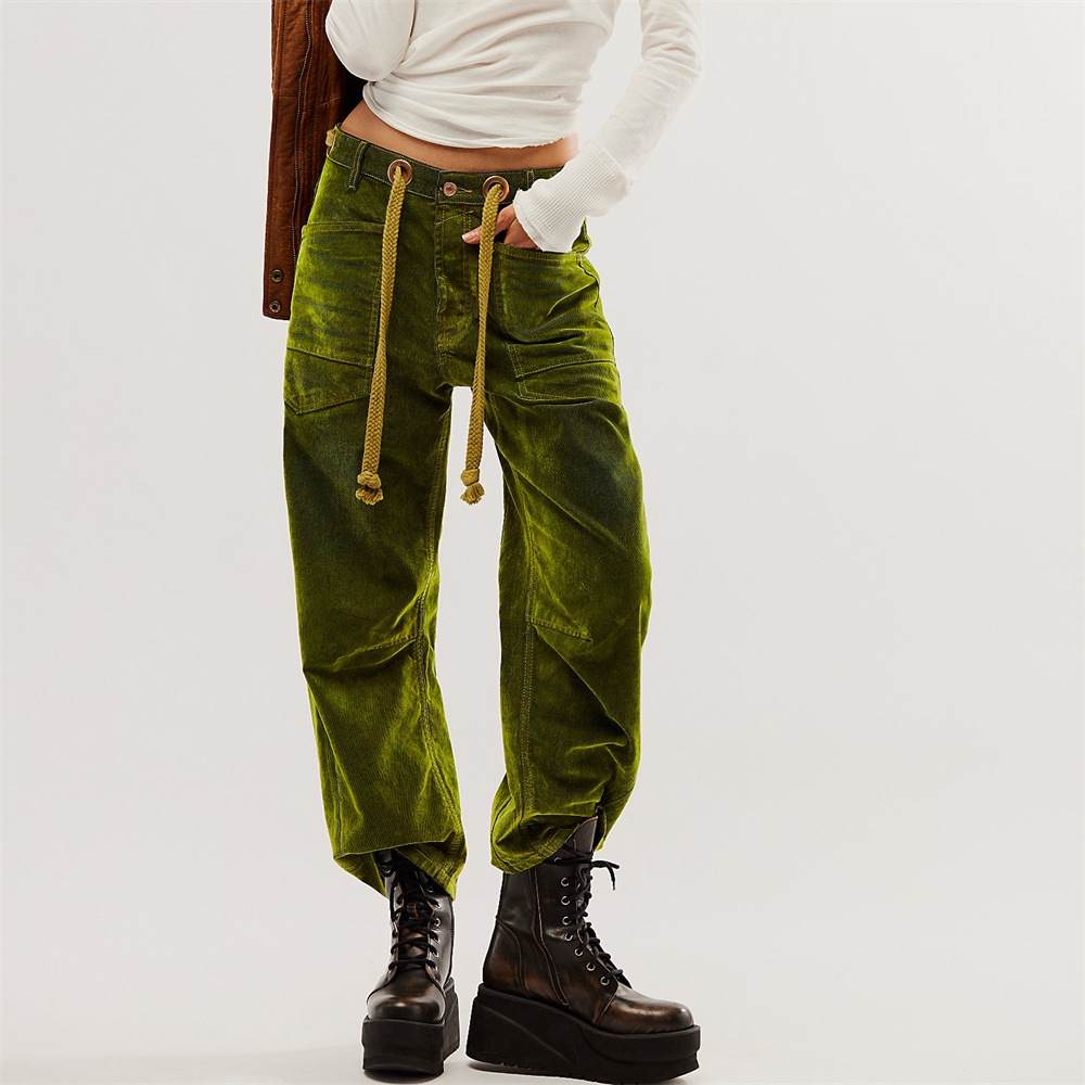 Designsoo Casual Versatile Straight-Leg Velvet Pants