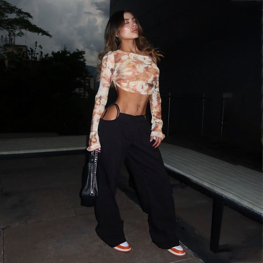 Designsoo Cut-Out Design Drawstring Casual Pants