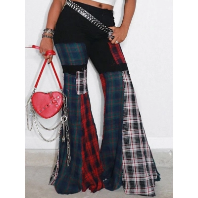 Designsoo Distressed Patchwork Long Pants for Women - Low Waist, Relaxed Fit with Slight Bootcut 02