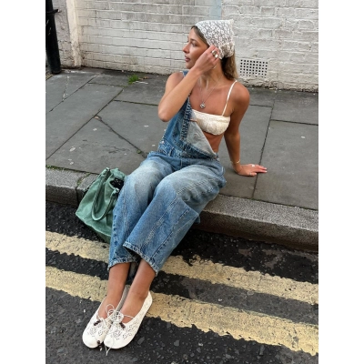 High Street Washed Relaxed Wide-Leg Overalls 02