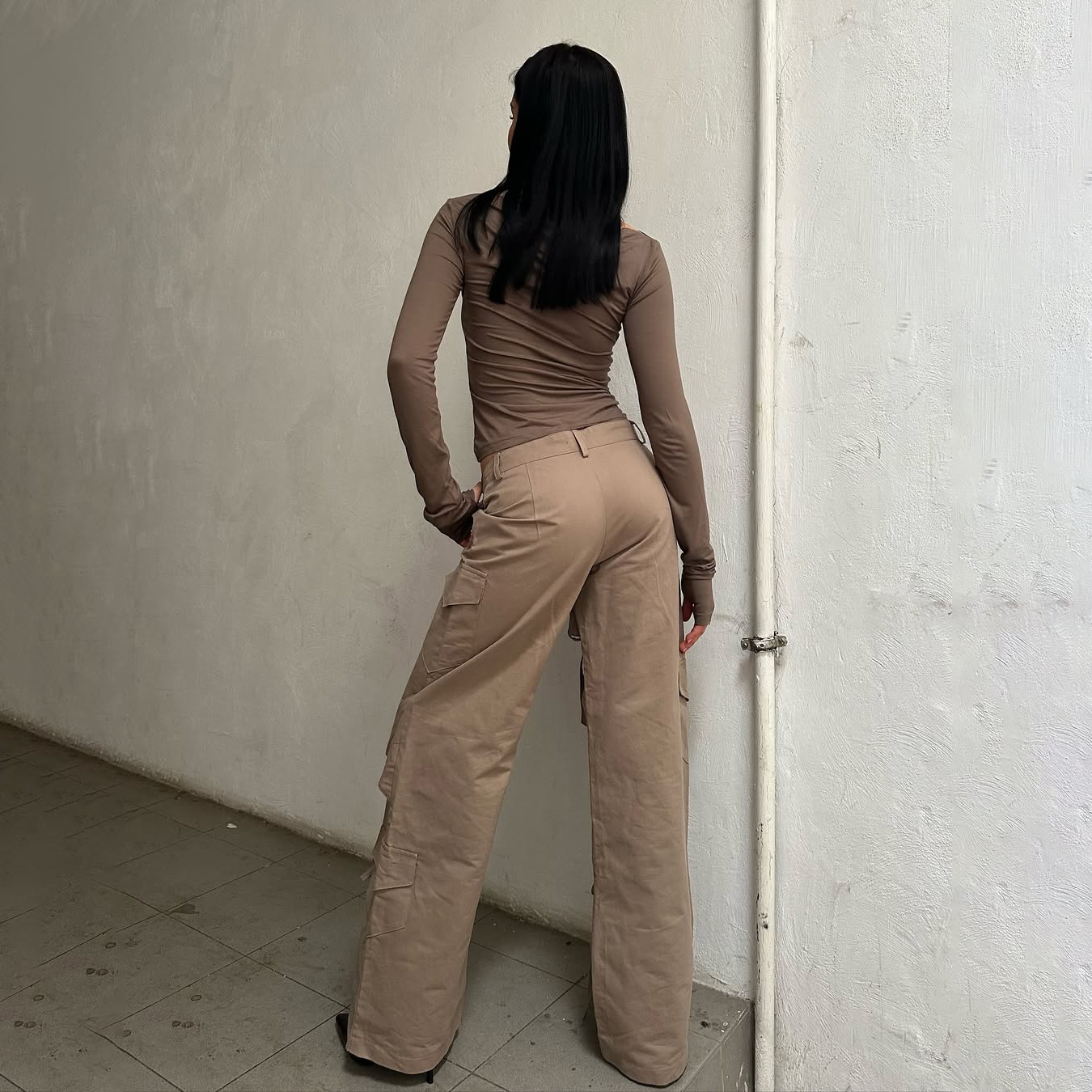 Designsoo Tie-Bow Straight-Leg Cargo Pants