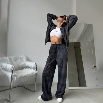 Designsoo Tie-Dye Low Waist Slimming Patchwork Long Pants 02