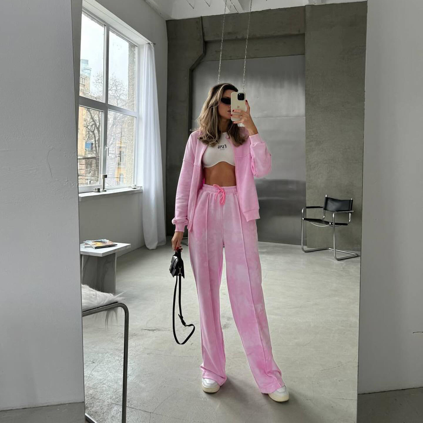 Designsoo Tie-Dye Low Waist Slimming Patchwork Long Pants