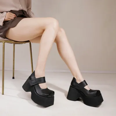 10cm Genuine Leather Platform Flats for All Seasons 02
