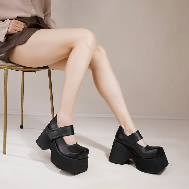 10cm Genuine Leather Platform Flats for All Seasons