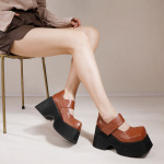 Designsoo 10cm Genuine Leather Platform Flats for All Seasons