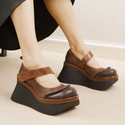 Designsoo Artistic Style One-Strap Platform Sole Flats 01