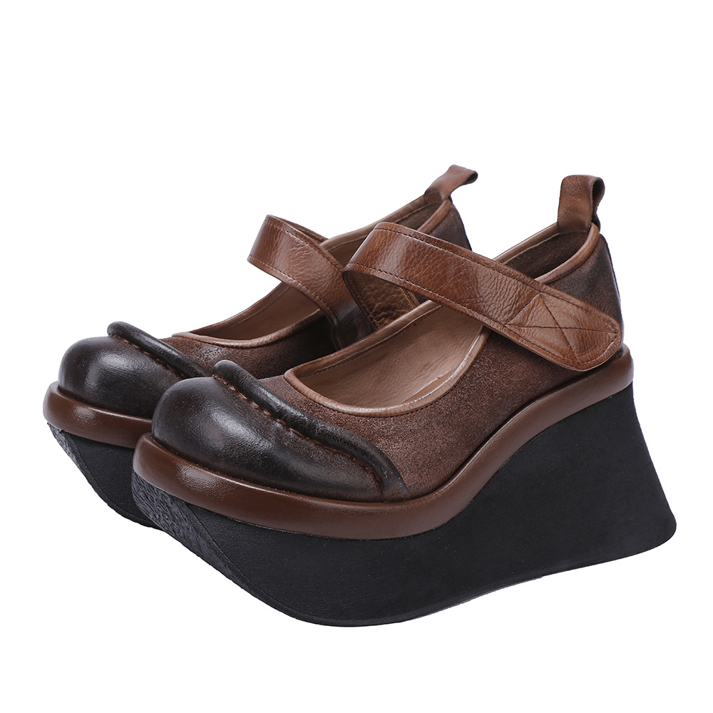 Designsoo Artistic Style One-Strap Platform Sole Flats