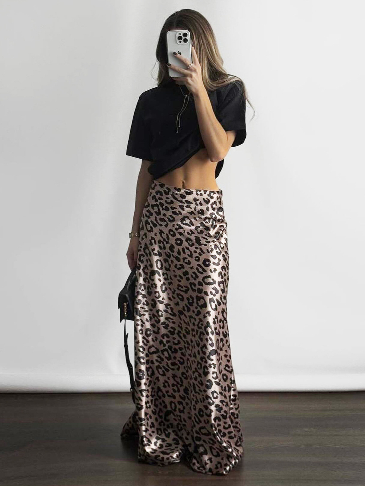Designsoo European and American Style Vintage Leopard Print Floor-Length Skirt