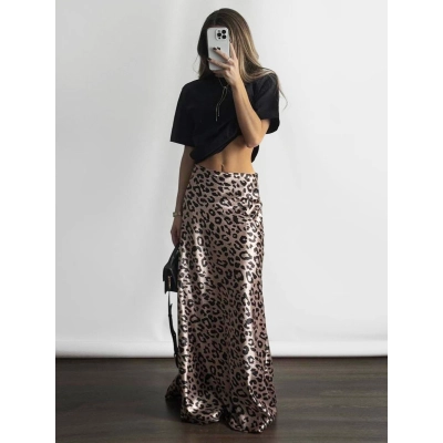 Designsoo European and American Style Vintage Leopard Print Floor-Length Skirt 02