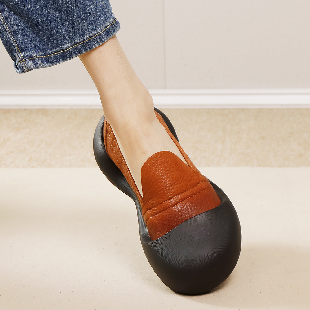 Designsoo Genuine Leather Handmade Casual Slip-On Flats