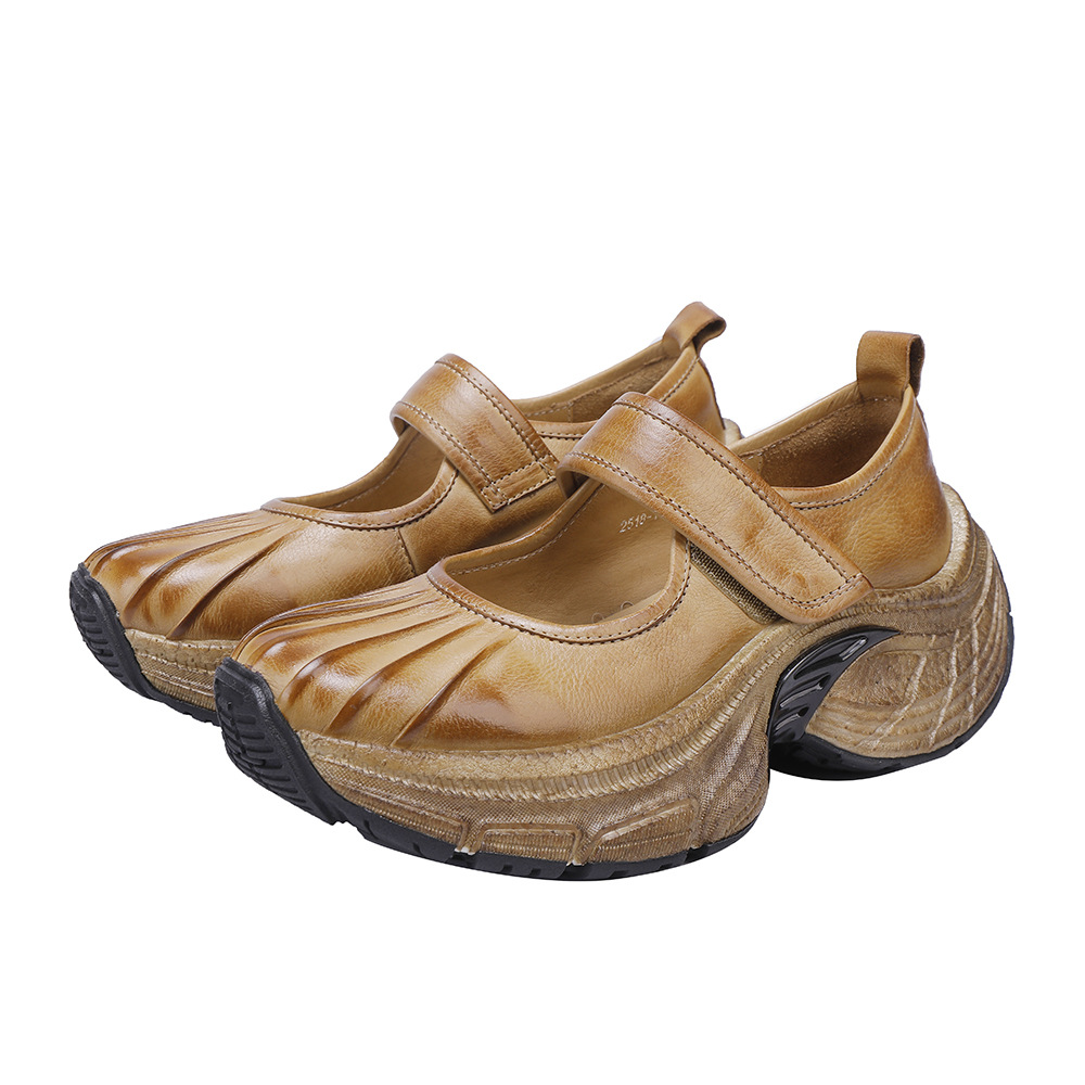 Designsoo Handcrafted Dad Shoes with Thick Sole and Shallow-Cut Casual Flats