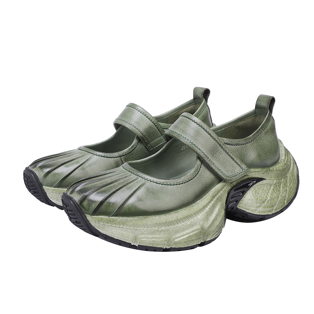 Designsoo Handcrafted Dad Shoes with Thick Sole and Shallow-Cut Casual Flats