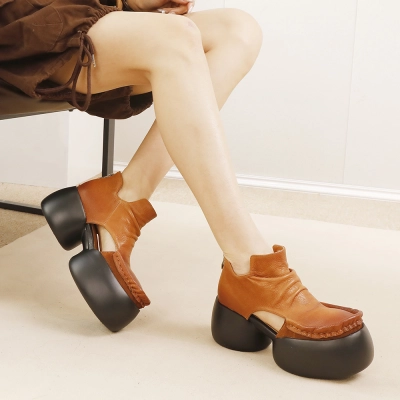 Designsoo Mid-Heel Versatile Trendy Minimalist Luxury Cut-Out Flats 01