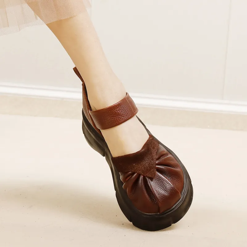 Thick Sole Lightweight Hollow-Toe Shallow-Cut Handmade Flats