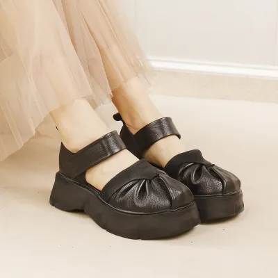 Thick Sole Lightweight Hollow-Toe Shallow-Cut Handmade Flats 01