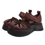Thick Sole Lightweight Hollow-Toe Shallow-Cut Handmade Flats
