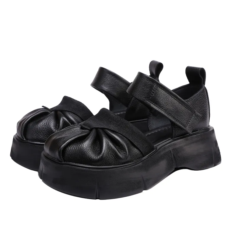 Thick Sole Lightweight Hollow-Toe Shallow-Cut Handmade Flats