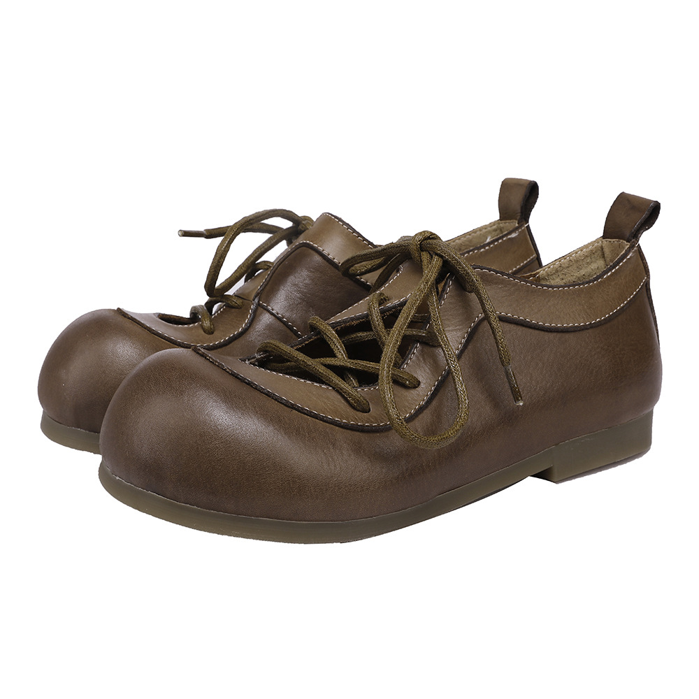 Designsoo Washed Leather Comfort Flats for All Seasons