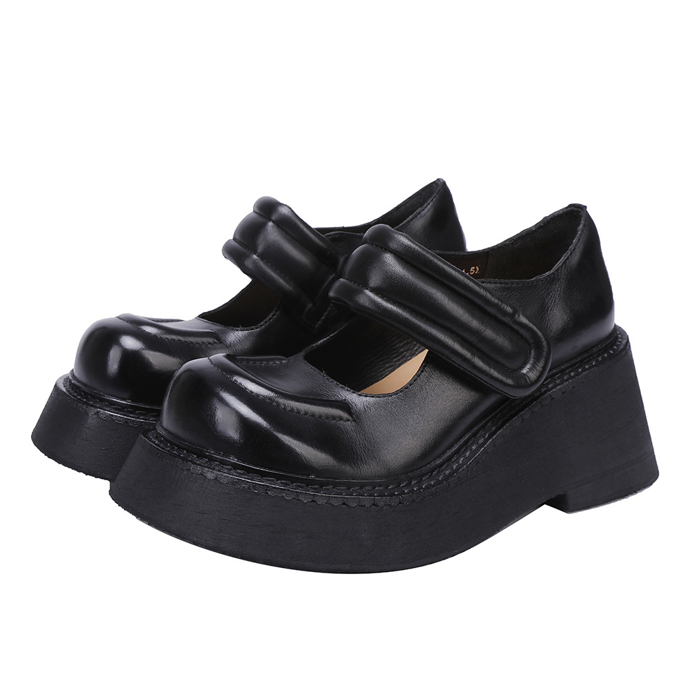 Designsoo Washed Leather Full Leather Inside-Out Fashionable Versatile Shallow-Cut Women's Flats