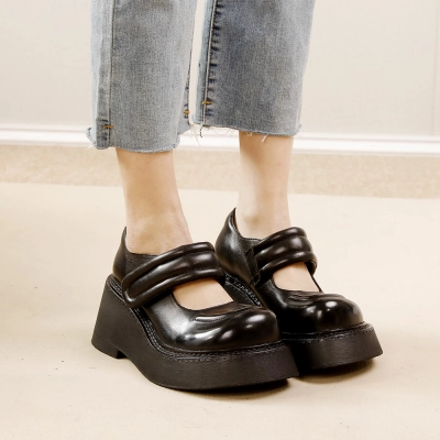 Designsoo Washed Leather Full Leather Inside-Out Fashionable Versatile Shallow-Cut Women's Flats 02