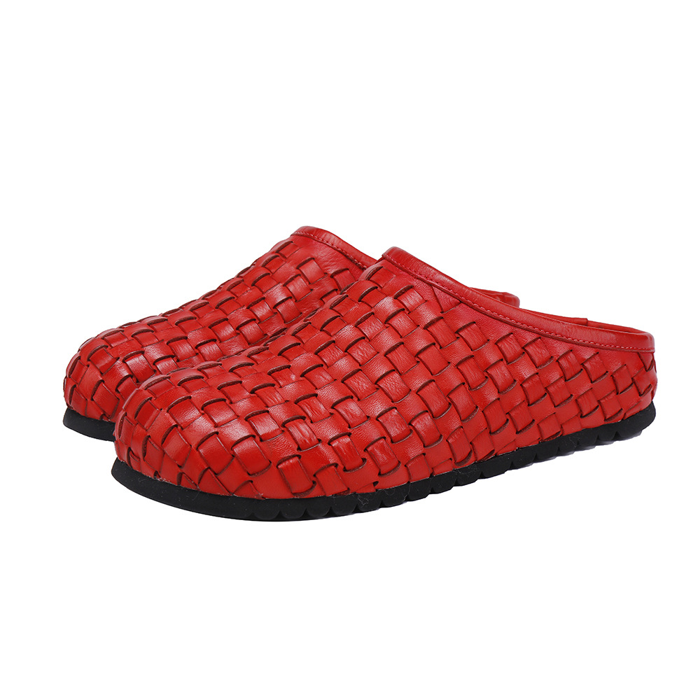 Closed-Toe Outdoor Flat Ultra-Soft Woven Cowhide Sandals