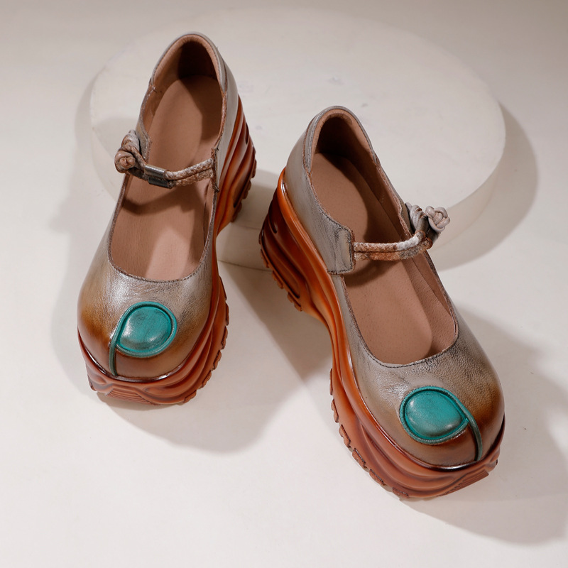 Ethnic Handcrafted Rubbed Finish One-Strap Thick Sole Flats for All Seasons