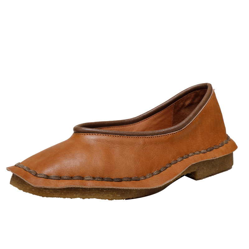 Designsoo Hand-Stitched Vintage Shallow-Cut Flats for All Seasons