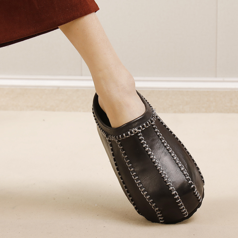 Vintage Outdoor Full Cowhide Closed-Toe Sandals