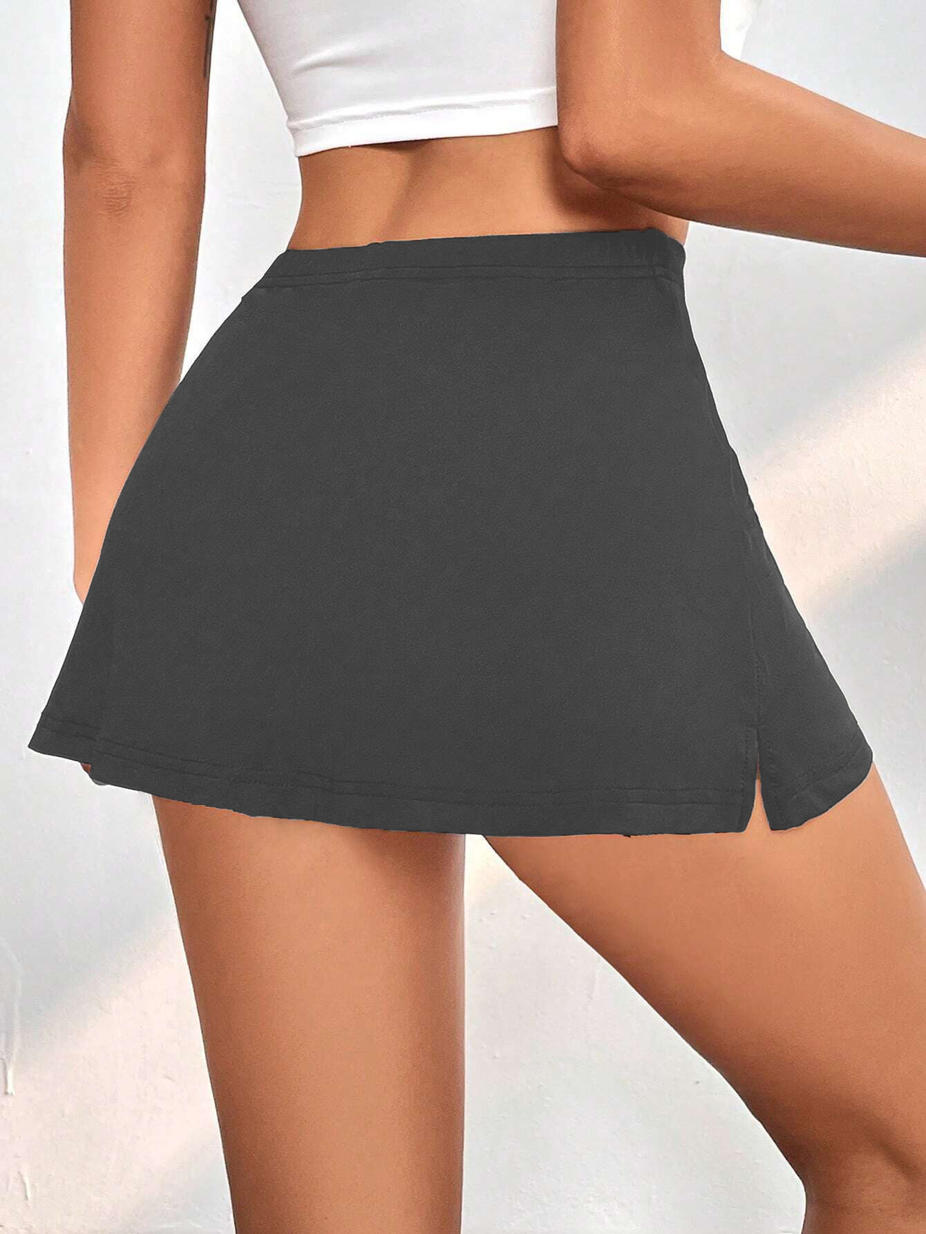 Designsoo Elastic Waist Side Slit A-Line Mini Skirt for Women – Stretchy and Flattering