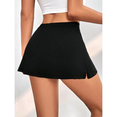 Designsoo Elastic Waist Side Slit A-Line Mini Skirt for Women – Stretchy and Flattering 02
