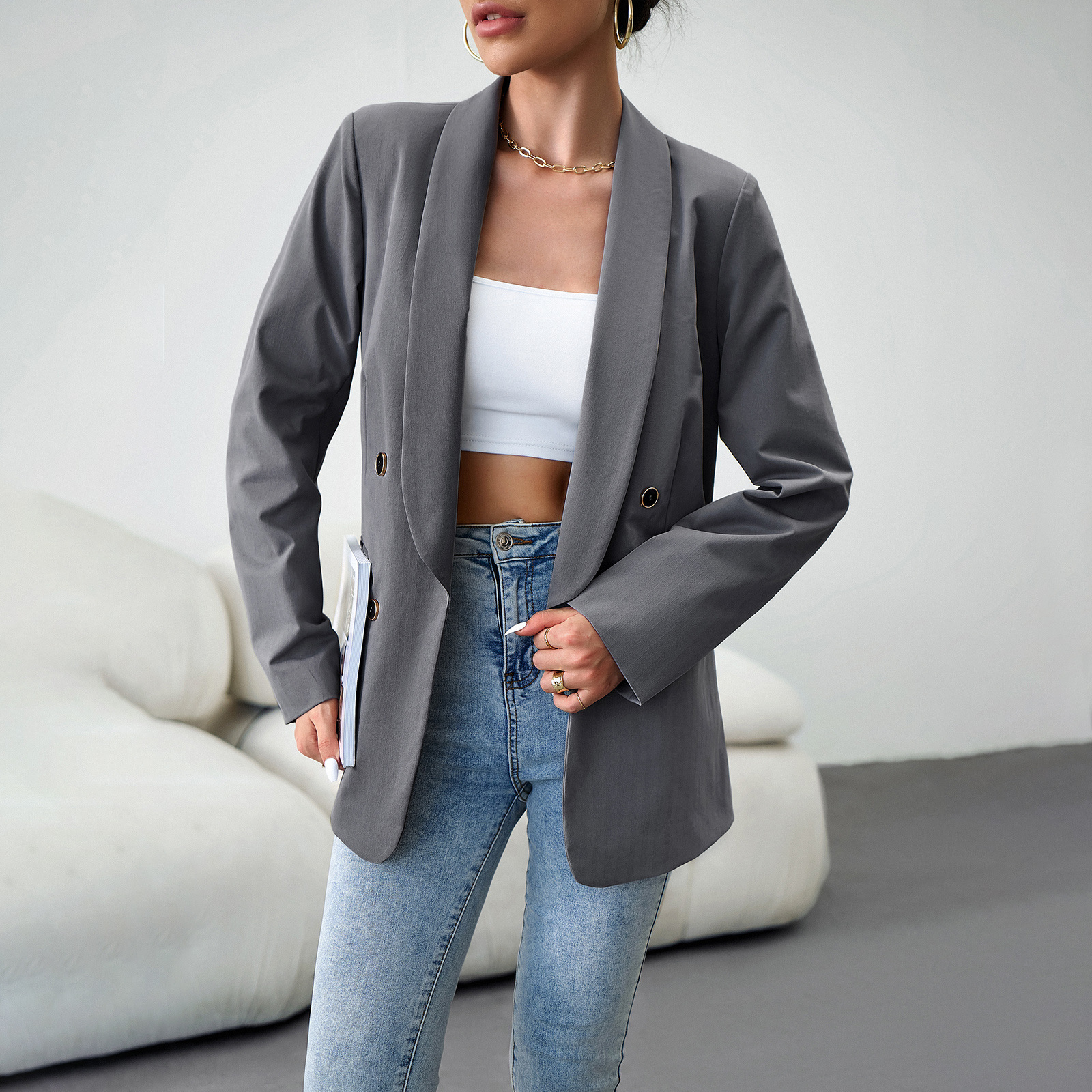 Elegant Lightweight Blazer Jacket for Women – Slim Fit Office Commute Business Suit Coat